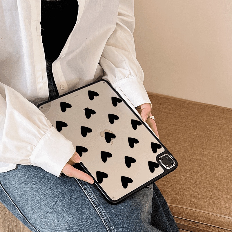 Ốp lưng Acrylic cứng Họa tiết trái tim đáng yêu Tương thích với Mini6 Mini7 A17Pro iPad 5 6 7 8 9 10th 11th A16 Air3 Air4 Air5 Air6 Pro10.5 10.2 "Pro11 Air11
