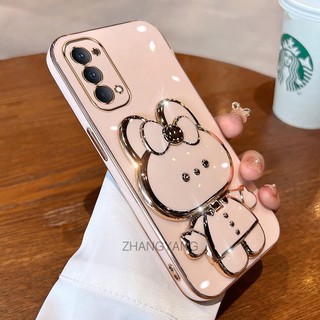 ốp lưng oppo reno 4 reno 5 reno 4 pro Ốp Điện Thoại TPU Silicon Mềm Mạ Điện Gắn Gương Trang Điểm Hình Thỏ 3D Cho oppo reno 4 reno 5 reno 4 pro