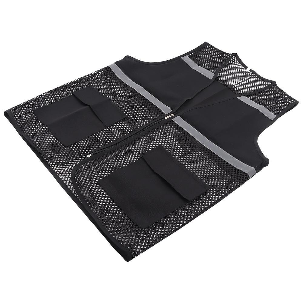 Áo Vest An Toàn HOBBYIN, Vải Thoáng Khí Spandex Có Dải Phản Quang, Áo Chạy Bộ Màu Đen Có Dây Kéo Lưới Vest Xây Dựng Đường Sắt Công Nhân Tàu Điện Ngầm