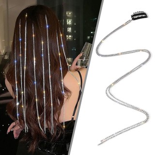 Set 2 Dây Xích Cài Tóc Đính Đá, Dây Kẹp Tóc Lấp Lánh Tạo Kiểu Cá Tính HaminStore