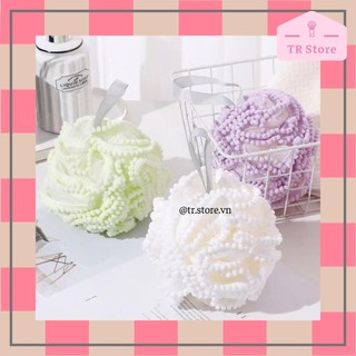Bông tắm tạo bọt tẩy da chết viền xốp bông mềm gam màu pastel