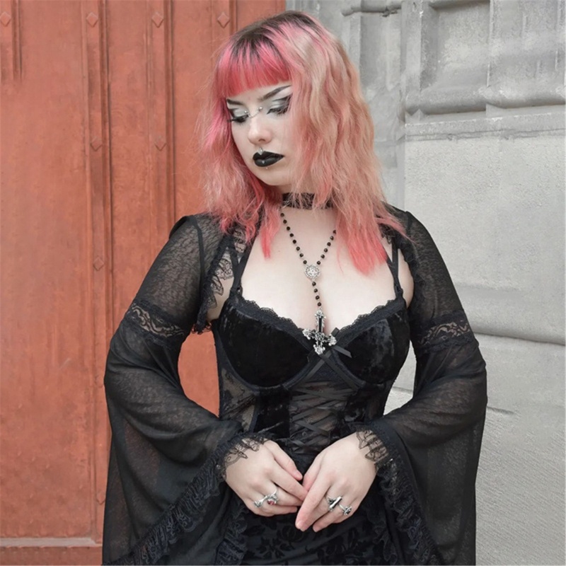 Fine Vintage Gothic Ren Shrug Sang Trọng Và Hợp Thời Trang Mở Áo Cardigan Top Showcase Your Confidence Và Phong Cách