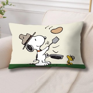 Vỏ gối hình chữ nhật Snoopy Vỏ gối Polyester in một mặt Vỏ gối Sofa Đệm trang trí nhà cửa (Không có lõi)