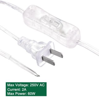 [COD] 2 Dây nguồn công tắc cắm trong suốt, Dây đèn trong suốt 1,8 mét bằng nhựa Pvc cao su có công tắc, Cáp kết nối nguồn thiết bị gia dụng bằng đồng trong suốt màu bạc