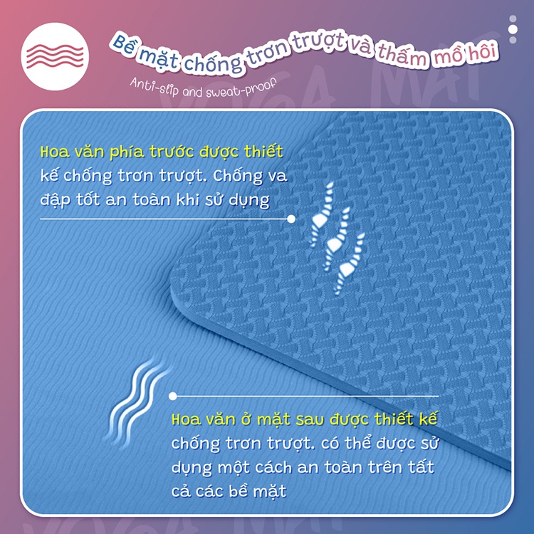 Mô tả BG -Thảm Tặng Túi Tập Yoga Định Tuyến Cao Su TPE 6mm Hút Mồ Hôi Nhanh Cao Cấp - 3