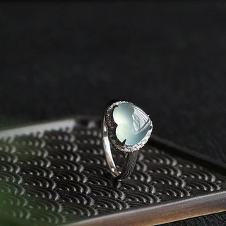 Ngọc trai trắng tự nhiên nhẫn nữ retro cổ điển, phù hợp cho thời trang hibiscus