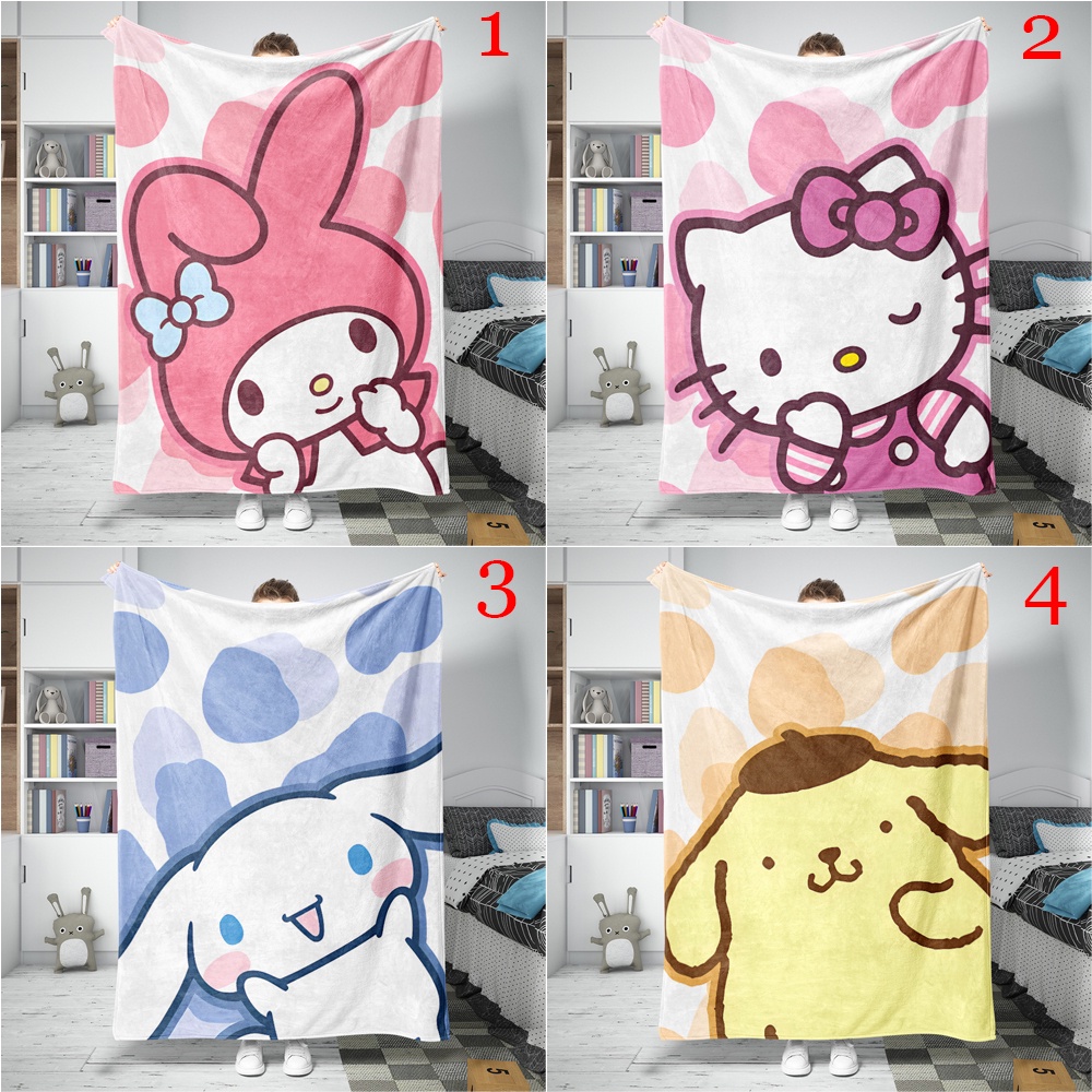 Sanrio Chăn flannel In Họa Tiết Hoạt Hình Đáng Yêu Dành Cho Người Lớn