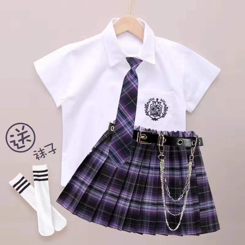 Bộ đồ bé gái lớn jk Váy đồng phục Váy xếp ly mùa hè Bộ đồ trẻ em jk Váy kẻ sọc cô gái jk Váy đồng phục mùa hè Váy học sinh tiểu học Quần áo trẻ em Bộ đồ phong cách Preppy Váy xếp ly Váy mùa hè Bộ đồ váy xếp li