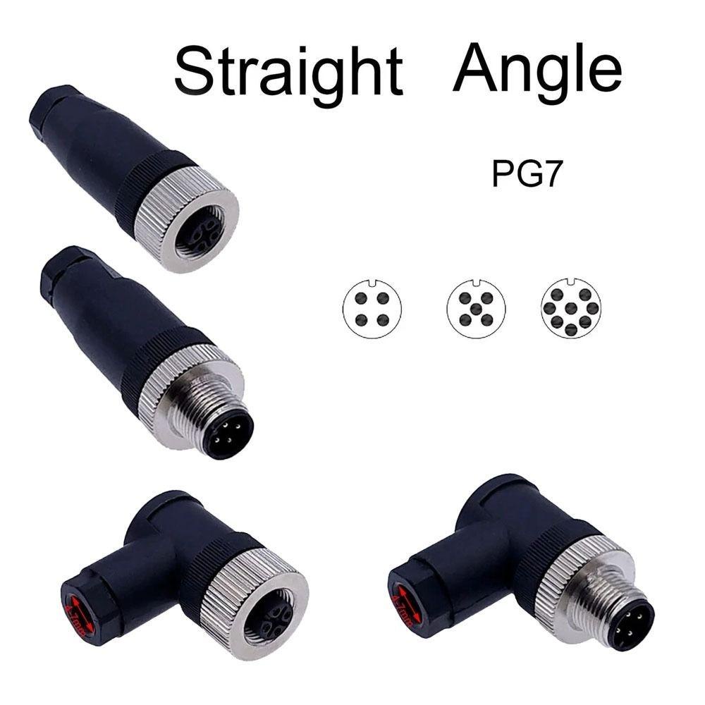 [Vận chuyển nhanh] Đầu nối cảm biến M12 SIMPLEAID, phích cắm nam & nữ PG7 4 5 8 Pin, Góc uốn cong chống nước chất lượng cao M12 Phích cắm hàng không gia đình