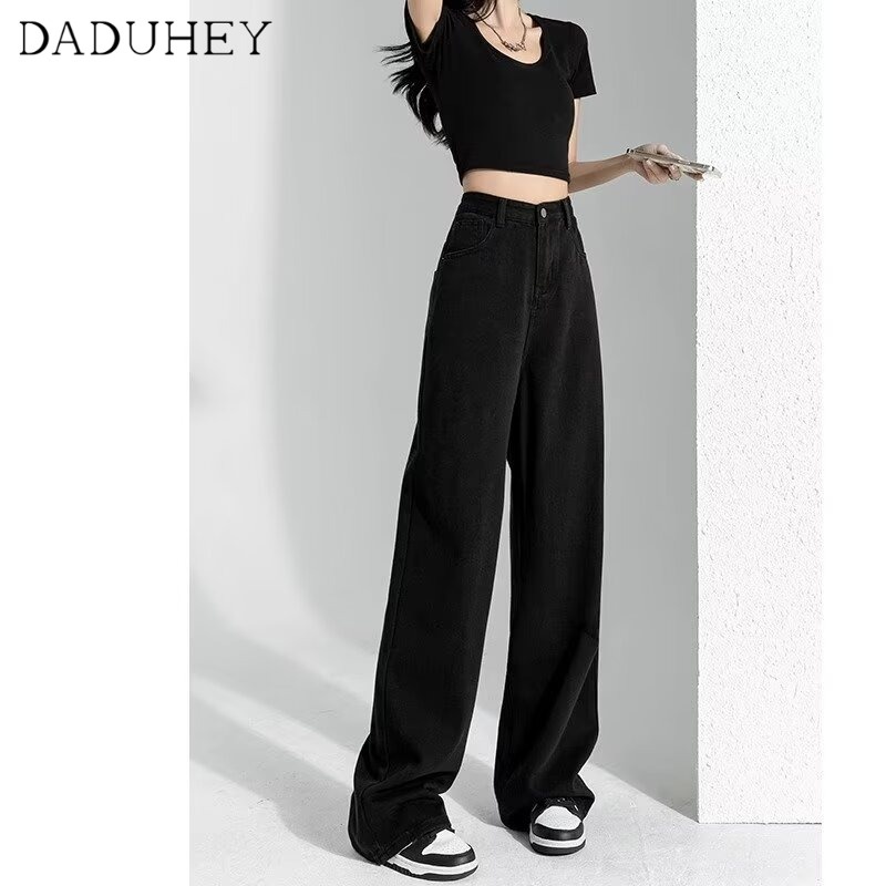 Ảnh Quần jeans DADUHEY ống rộng lưng cao phong cách đường phố Mỹ cổ điển cao cấp cỡ lớn 2
