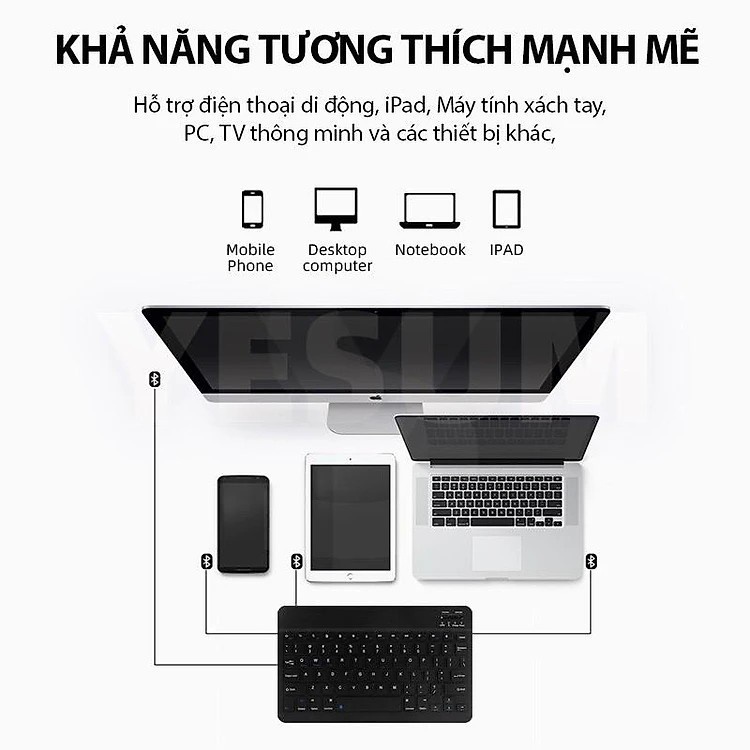 Combo bàn phím chuột bluetooth dành cho văn phòng , chơi game công nghệ chống ồn 10inch