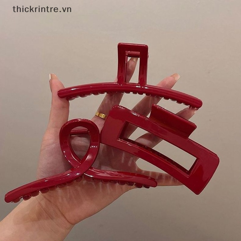 THI Phụ Nữ Mới Màu Đỏ Tươi Sáng Vuốt Tóc Barrettes Kẹp Tóc Lớn Đuôi Ngựa Kẹp Tóc Bé Gái Phụ Kiện Tóc Kẹp Hairgrip VN