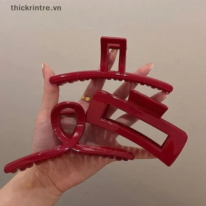 THI Phụ Nữ Mới Màu Đỏ Tươi Sáng Vuốt Tóc Barrettes Kẹp Tóc Lớn Đuôi Ngựa Kẹp Tóc Bé Gái Phụ Kiện Tóc Kẹp Hairgrip VN