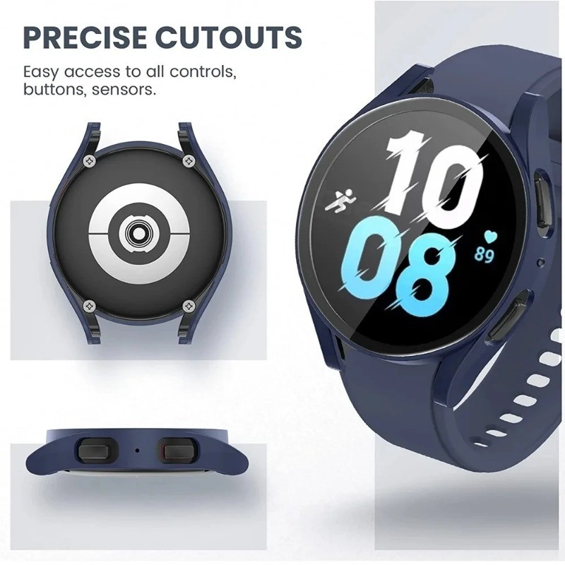 Ốp Lưng PC + KíNh CườNg LựC BảO Vệ ToàN DiệN Cho Samsung Galaxy Watch 6 5 Pro 45mm 44mm 40mm Galaxy Watch5