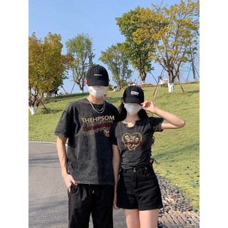 Hiixiivi Áo Thun Unisex Tay Ngắn Cotton Cổ Tròn Nam Nữ Baggy In Cặp Đôi 2024