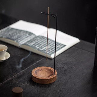 Jkdesign Nhang Đứng, Đầu đốt hương tròn trên xuống, Đế ổn định bằng gỗ sáng tạo Giá đỡ hương Trang trí nhà cửa