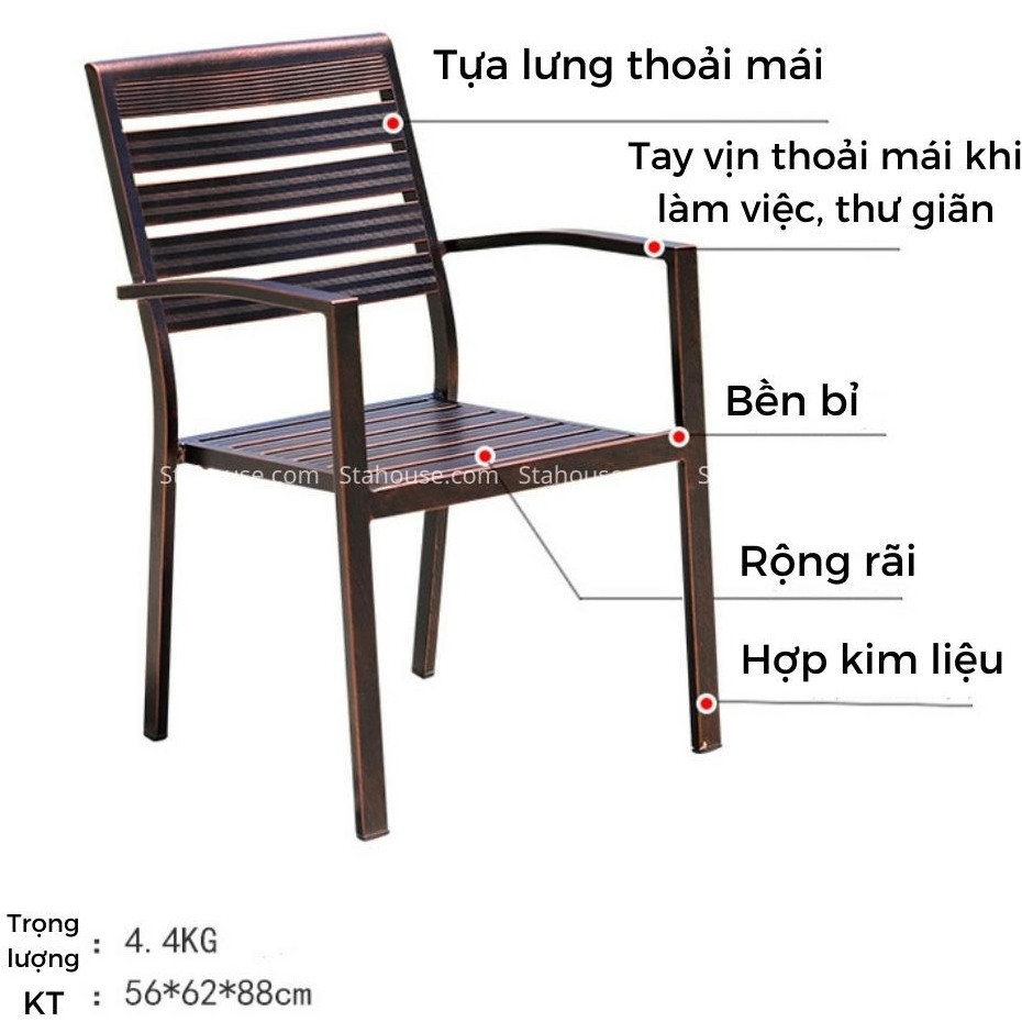 Bộ bàn ghế sân vườn ngoài trời HCN Bộ bàn ghế ban công ngoài trời nhôm đúc Bàn ghế ngoài trời - HP31