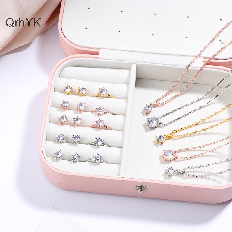 Nhà Máy Thời Trang Sang Trọng Nữ Nhẫn Vòng Cổ Bông Tai Kim Cương Giả Vòng Tay Nữ Thường Ngày Bộ Trang Sức QrhYK