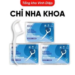 Tăm chỉ nha khoa hộp 50 Cây Dental Flossers tăm chỉ vệ sinh răng miệng