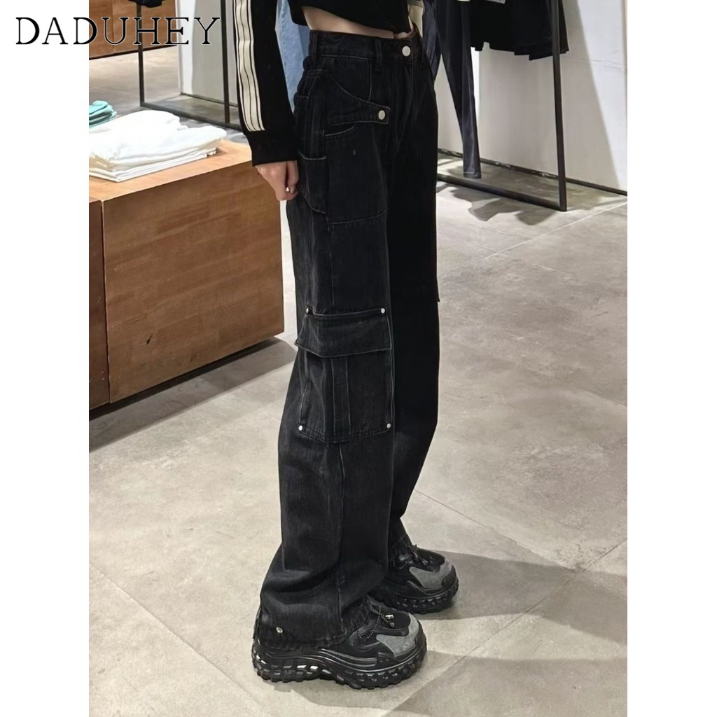 Ảnh DaDuHey New American Ins High Street Multi-pocket Casual Overalls Niche High-waisted Wide-leg Pants 2