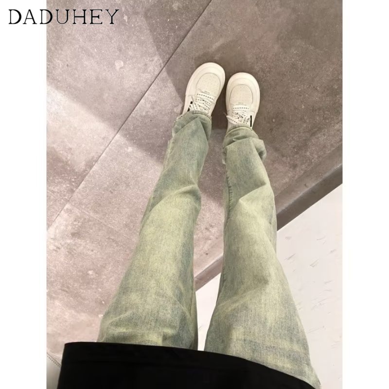 Ảnh DaDuHey New American Ins High Street Retro Jeans Niche High Waist Elastic Straight Pants plus Size Trousers 4