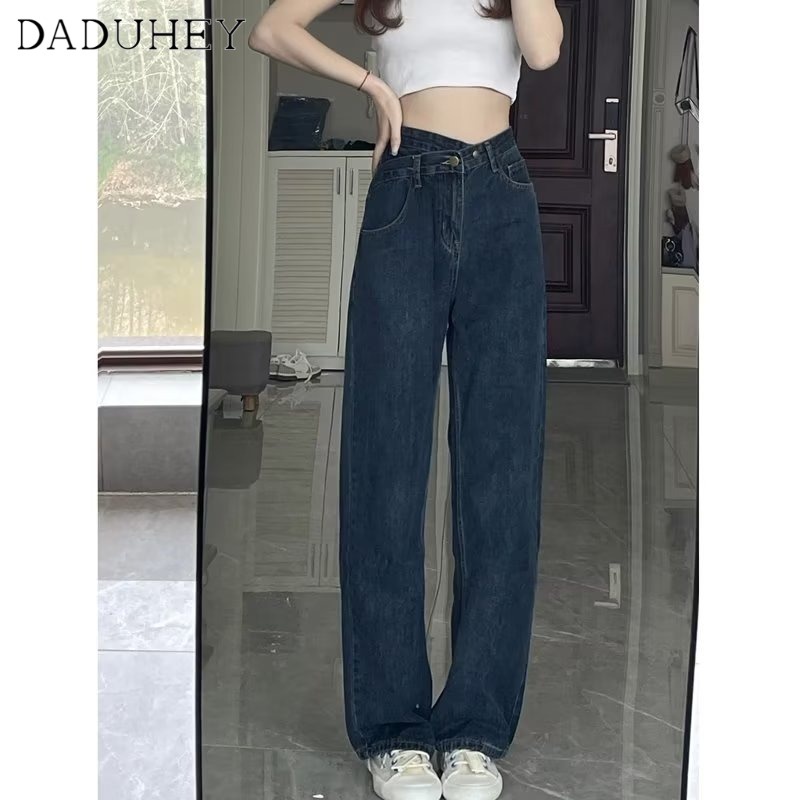 Ảnh Quần jean DADUHEY lưng cao ống rộng phong cách đường phố Mỹ cổ điển cao cấp cỡ lớn 3