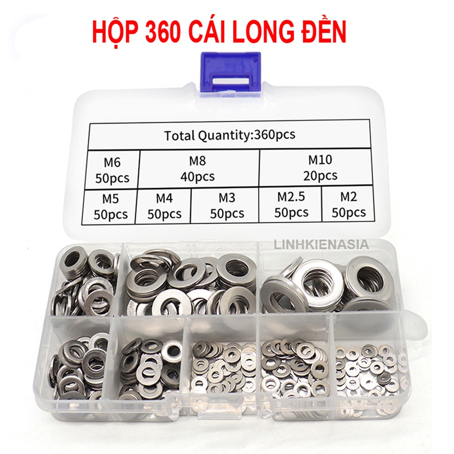 Hộp 360 long đền M2-M10 thép không gỉ inox 304 | Shopee Việt Nam