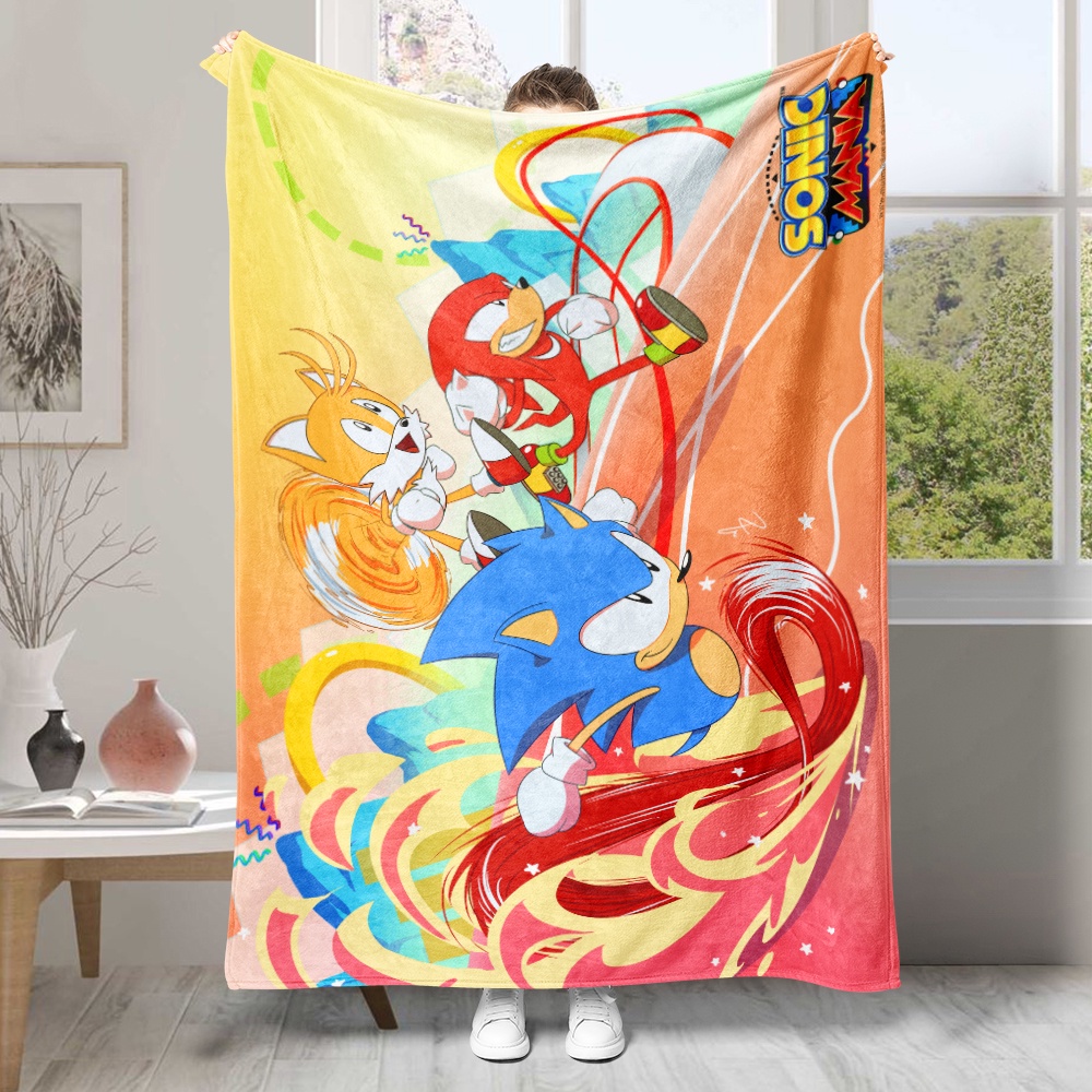 Sonic Chăn flannel In Hình Nhím Gai Một Bên Điều Hòa Không Khí Quà Tặng Tốt Nhất Cho Người Lớn