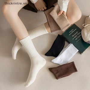 Vớ cotton Cổ Cao Màu Trắng Đen Phong Cách Nhật Bản Thời Trang Thu Đông Cho Nữ