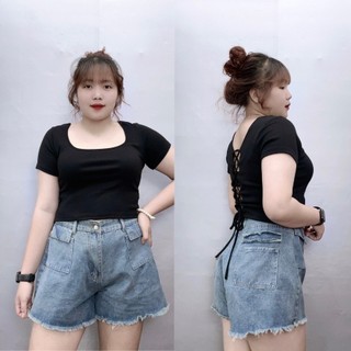 Quần jean rách Nhỏ Clothing bigsize nữ lưng cao dáng chữ A không co giãn, Quần short bò nữ 58-93kg trẻ trung  J3