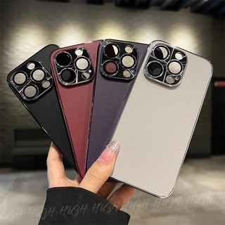 Sang Trọng Ốp Điện Thoại Da Chống Sốc Có Miếng Dán Bảo Vệ camera Cho iphone15 pro max 14 13 pro max