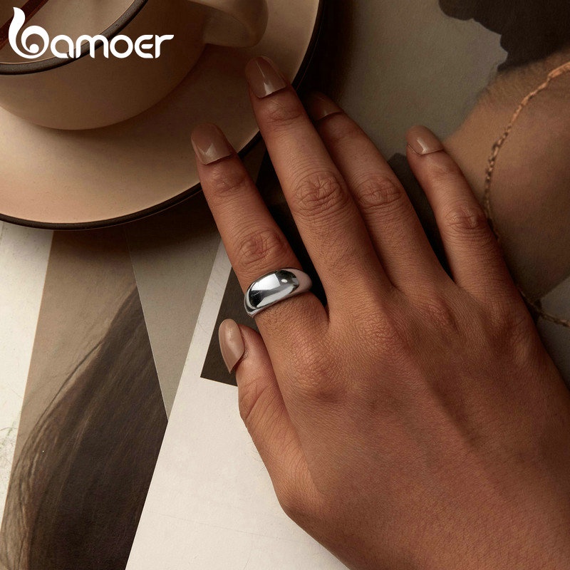 Bamoer 925 Sterling Sliver Nhẫn Thiết Kế Hào Quang Trang Sức Thời Trang Quà Tặng Cho Nữ SCR983