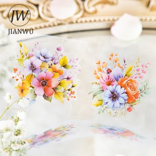 Jianwu 50mm * 200cm Cuộc Họp Biển Hoa Series Vintage Vật Liệu Thực Vật Trang Trí Băng PET Sáng Tạo DIY Tạp Chí Cắt Dán Văn Phòng Phẩm