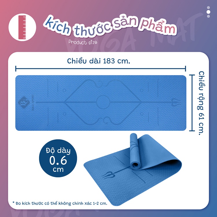Mô tả BG -Thảm Tặng Túi Tập Yoga Định Tuyến Cao Su TPE 6mm Hút Mồ Hôi Nhanh Cao Cấp - 8