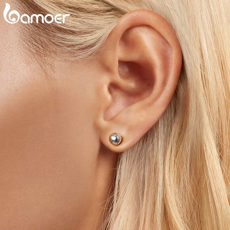 Bamoer Bông Tai Bạc sterling 925 Hình Cầu Thời Trang Cho Nữ