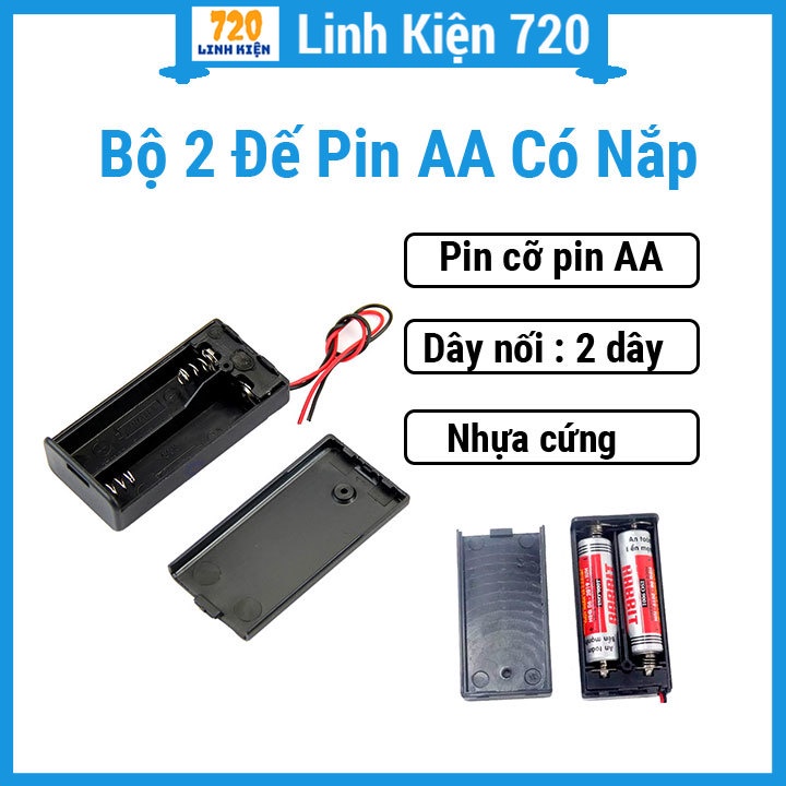 Bộ 2 đế pin nhựa cứng AA có nắp cho 2 pin có nắp | Shopee Việt Nam
