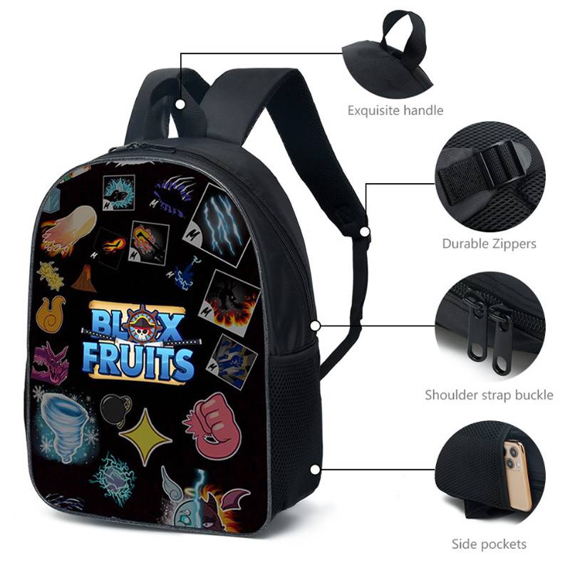 YT2 ROBLOX Blox Trái Cây Ba Lô Cho Học Sinh Dung Tích Lớn Thoáng Khí In Đa Năng Trẻ Em schoolbag Túi TY2