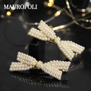 Mauropoli [Sẵn Sàng] Kẹp Tóc Ngọc Trai Kim Cương Giả Phiên Bản Hàn Quốc Nơ Mỏ Vịt Kẹp Nữ Bên Nổ Kẹp Bên
