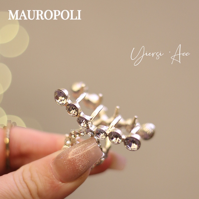 Mauropoli [Sẵn Sàng] Phiên Bản Hàn Quốc Kẹp Kim Cương Giả Chữ Thập Dễ Thương Phụ Kiện Tóc Nhỏ Đầu Lưng Nữ Nửa Kẹp Tóc Thời Trang Sang Trọng Phụ Kiện Đầu