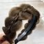 BORAGETE Braids Hairbands, Băng đô xoắn tóc giả chống trượt dành cho nữ, Phong cách cổ điển xương cá rộng đầu thủ công
