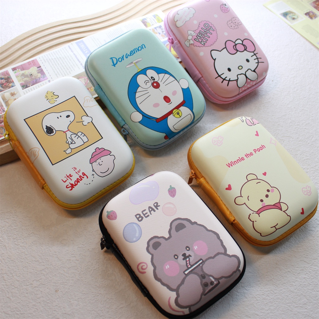 Túi Đựng Tai Nghe Dây Cáp Sạc Sức Chứa Lớn Chống Nước In Hình Snoopy Dễ Thương