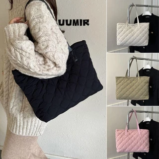 UUMIR Túi Tote Đeo Vai Bằng Vải Cotton Màu Trơn Sức Chứa Lớn Mềm Mại