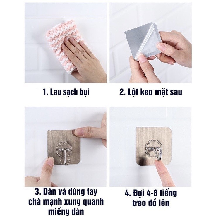 SET 1 VỈ 3 MÓC DÁN TƯỜNG CHỊU LỰC SIÊU DÍNH MÀU VÀNG ĐỒNG - MOC DAN TUONG