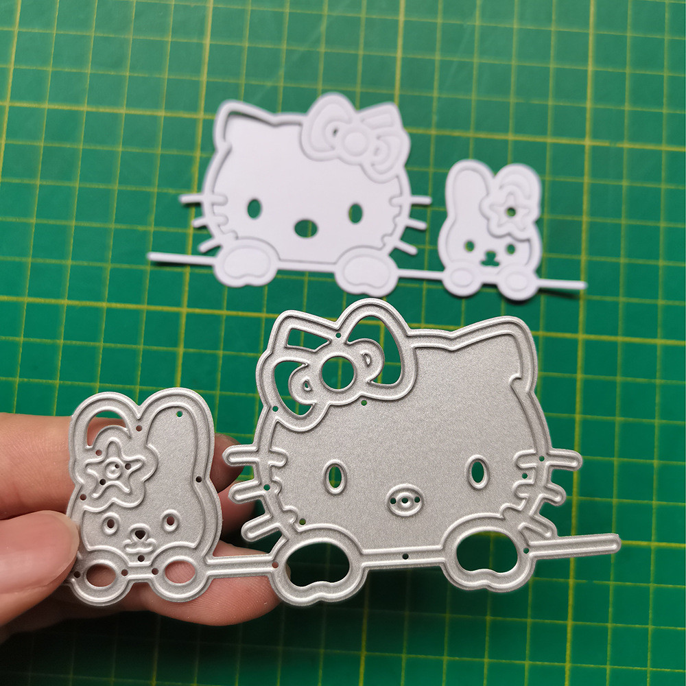 Mèo HelloKitty Kim Loại Thép Carbon Khắc Khuôn Sổ Lưu Niệm DIY Cắt Dập Nổi Mẫu 5199