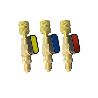 Note1 1 Cái Bộ chuyển đổi van bi làm lạnh, Nam / Nữ 1 / 4 "SAE Van đóng thẳng, Phụ kiện điều hòa không khí bằng đồng thau R22 cho ống sạc R134A R410A R22 R12
