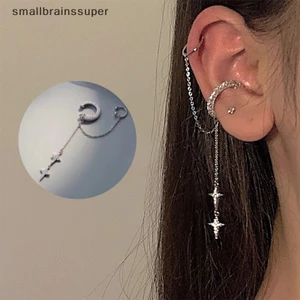 Smallbrainssuper Khuyên Kẹp Vành Tai Đính Đá Lấp Lánh Thời Trang Cho Nữ sbs
