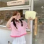 Túi dây kéo EBINLANDS, Túi xách mua sắm sức chứa lớn nhẹ, Túi đựng mỹ phẩm họa tiết trái tim màu trơn Nữ