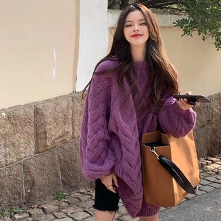 Áo Len Dài Tay Màu Tím Thiết Kế Mới Thời Trang Dành Cho Mùa Thu Đông áo len dài tay form rộng áo sweater áo mùa đông nữ