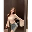Milyfashion Hot Girl Màu Trơn Cổ Vuông Dài Tay Áo Sơ Mi Ren Nữ Thu Đông Phong Cách Mới Pure Desire Gợi Cảm Hẹp Eo Ôm Hơn Nhìn Phù Hợp Với Áo Ngắn