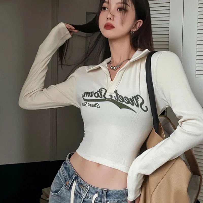 Áo Thun phông croptop Mới Áo Thun Lửng Tay Dài Thời Trang Quyến Rũ Cho Nữ áo dài tay sơ mi áo baby tee